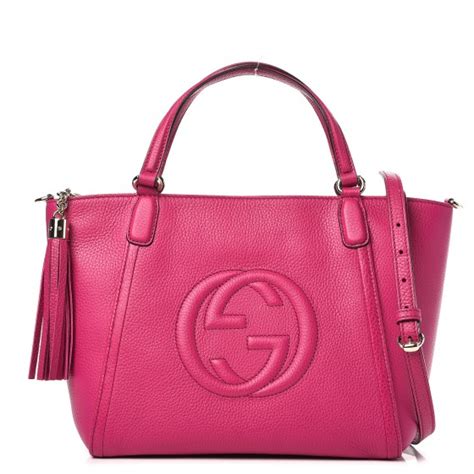 gucci pebbled calfskin small soho top handle bag bright bougainvillea|GUCCI Pebbled Calfskin Small Soho Top Handle Bag Bright .